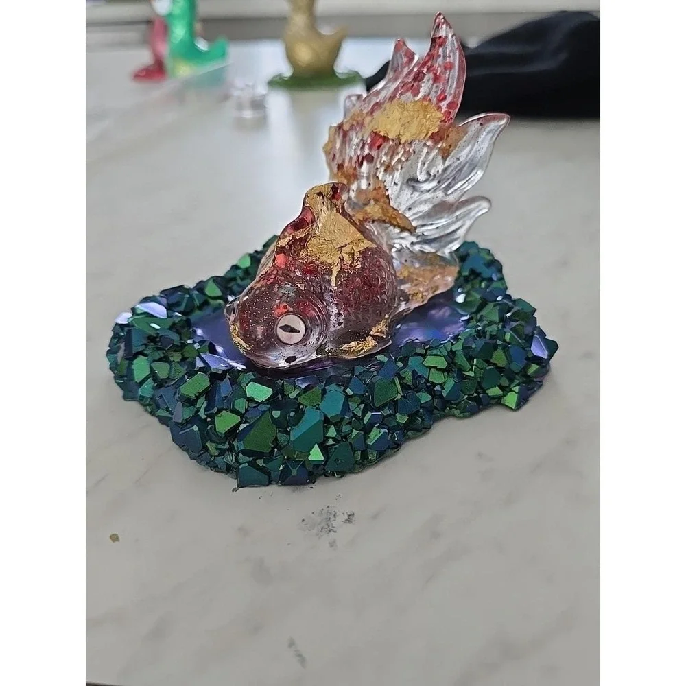 Handmade Resin Goldfish  In Pond Decoration‎ Gift  694
